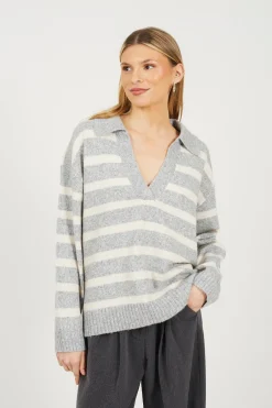 Brave Soul Jersey a rayas con cuello pico^Mujer Jerséis Y Cárdigans