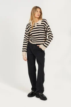 Brave Soul Jersey a rayas con cuello polo^Mujer Jerséis Y Cárdigans