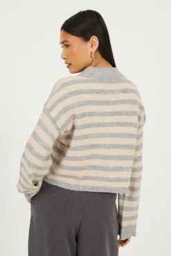 Brave Soul Jersey a rayas con cuello polo^Mujer Jerséis Y Cárdigans