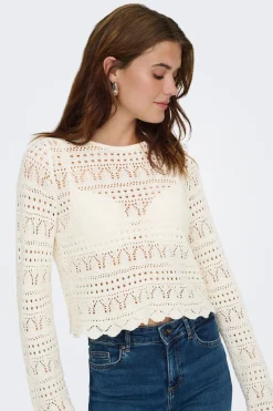 Only Jersey calado cropped^Mujer Jerséis Y Cárdigans