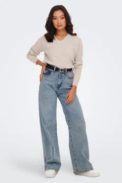 Only Jersey de canal&eacute; cuello pico^Mujer Jerséis Y Cárdigans