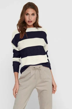 Only Jersey de rayas cuello redondo^Mujer Jerséis Y Cárdigans