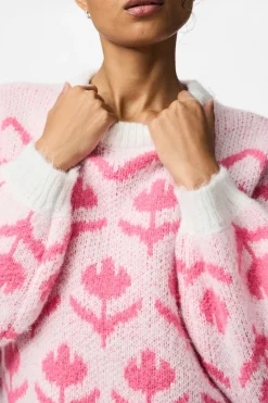 Pieces Jersey estampado floral cuello redondo^Mujer Jerséis Y Cárdigans