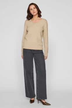 Vila Jersey punto cuello pico^Mujer Basic Bar