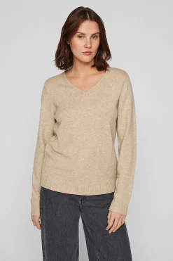 Vila Jersey punto cuello pico^Mujer Basic Bar