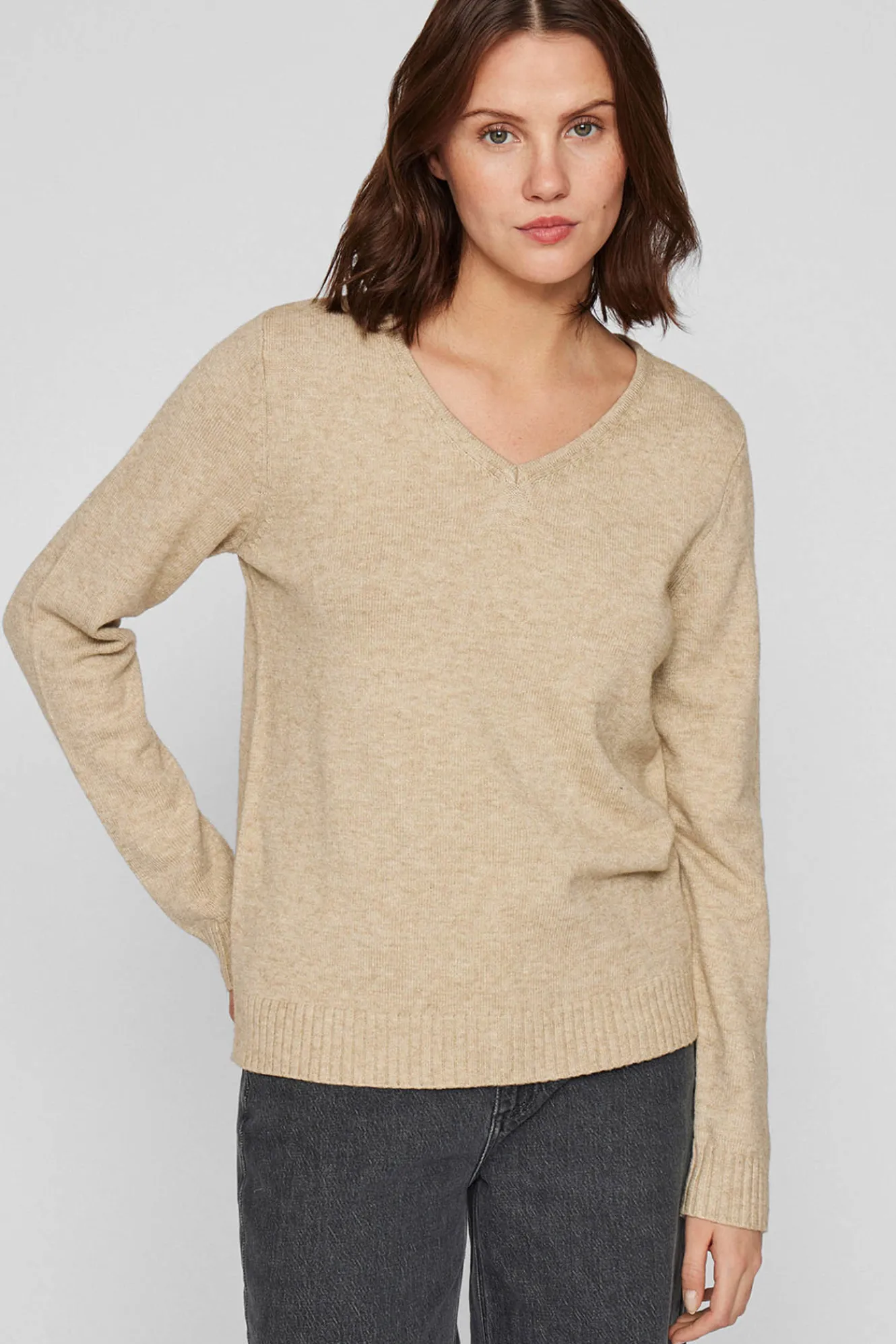 Vila Jersey punto cuello pico^Mujer Basic Bar