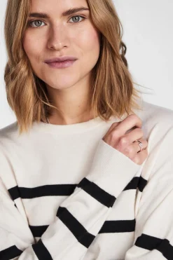 Pieces Jersey rayas cuello redondo^Mujer Jerséis Y Cárdigans