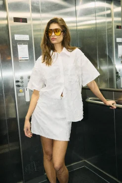 Noisy May Minifalda blanca textura^Mujer Faldas
