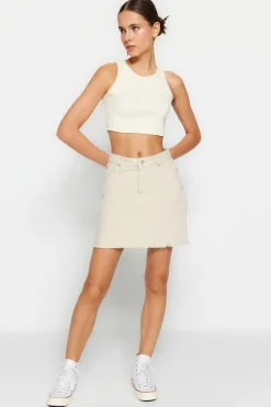 Trendyol Minifalda vaquera estilo l&aacute;piz^Mujer Faldas