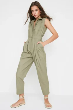 Trendyol Mono sin mangas cuello camisa^Mujer Vestidos Y Monos