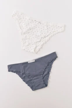 Women'secret Pack 2 bragas cl&aacute;sicas algod&oacute;n azul y blanco^Mujer Braguitas
