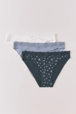 Women'secret Pack 3 bragas cl&aacute;sicas algod&oacute;n encaje y lazo^Mujer Braguitas