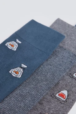 Springfield Pack 3 calcetines largos tibur&oacute;n y pez^Hombre Calcetines