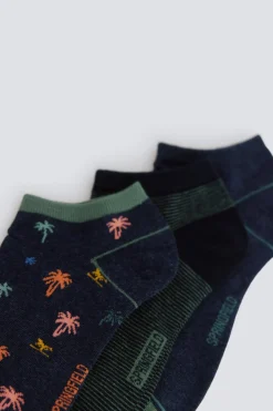 Springfield Pack 3 calcetines tobilleros palmeras^Hombre Calcetines