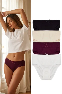 Trendyol Pack de 4 bragas altas con lazo^Mujer Braguitas