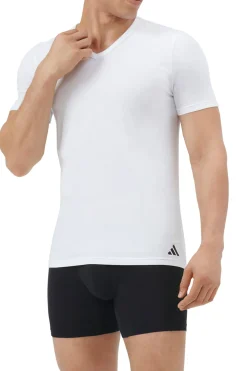 Adidas Pack de 2 camisetas de cuello pico de algod&oacute;n el&aacute;stico para hombre^Hombre Deporte
