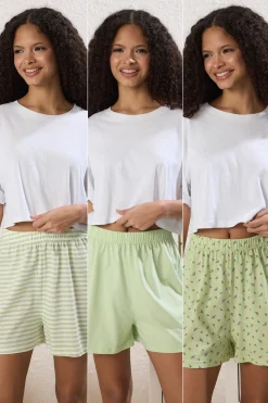 Trendyol Pack de 3 pantalones cortos de pijama^Mujer Pijamas