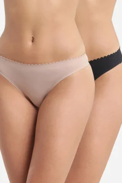 DIM Pack de 2 tangas de algod&oacute;n cortados al l&aacute;ser^Mujer Braguitas