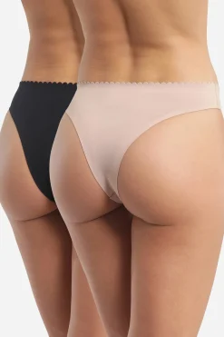 DIM Pack de 2 tangas de algod&oacute;n cortados al l&aacute;ser^Mujer Braguitas