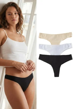 Trendyol Pack de 3 tangas lisos^Mujer Braguitas