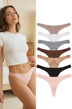 Trendyol Pack de 7 tangas sin costuras^Mujer Braguitas