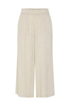 Pieces Pantal&oacute;n culotte de lino con cintura el&aacute;stica^Mujer Lino|Pantalones