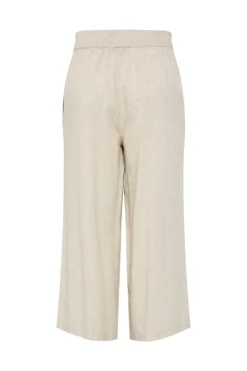 Pieces Pantal&oacute;n culotte de lino con cintura el&aacute;stica^Mujer Lino|Pantalones