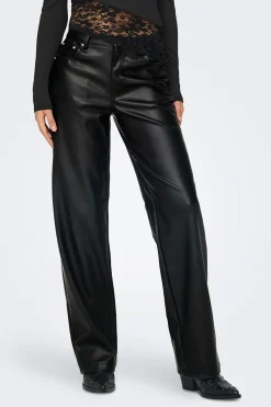 Only Pantal&oacute;n de polipiel wide leg^Mujer Pantalones