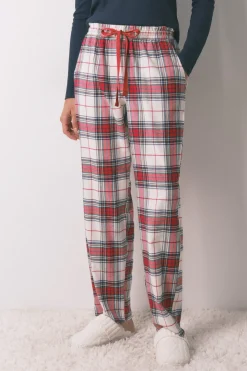 Women'secret Pantal&oacute;n largo algod&oacute;n franela cuadros rojo^Mujer Pijamas