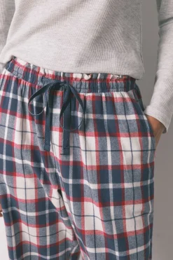 Women'secret Pantal&oacute;n largo 100% algod&oacute;n franela cuadros azul^Mujer Pijamas