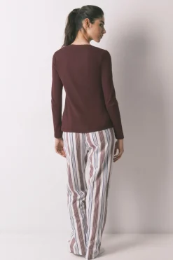 Women'secret Pantal&oacute;n largo 100% algod&oacute;n rayas granate^Mujer Pijamas