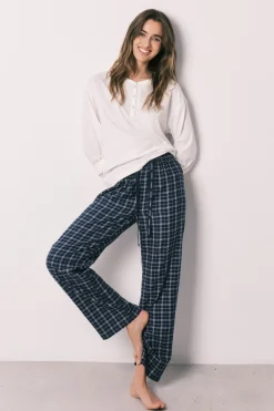 Women'secret Pantal&oacute;n largo azul cuadros^Mujer Pijamas