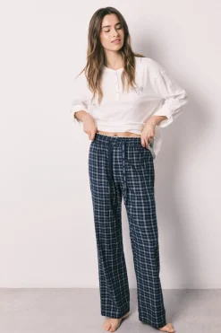 Women'secret Pantal&oacute;n largo azul cuadros^Mujer Pijamas