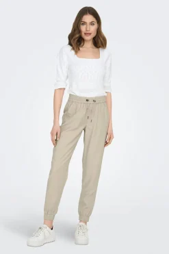 Only Pantalón largo fluido de cintura elástica^Mujer Pantalones