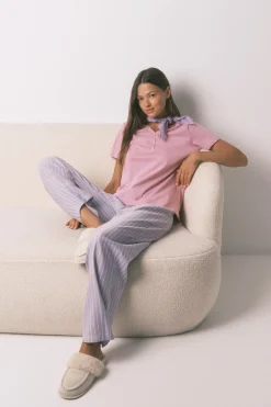 Women'secret Pantal&oacute;n largo franela print rayas multicolor^Mujer Pijamas