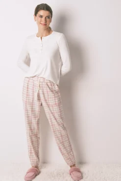Women'secret Pantal&oacute;n largo franela print cuadros^Mujer Pijamas