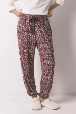Women'secret Pantal&oacute;n largo granate flores^Mujer Pijamas