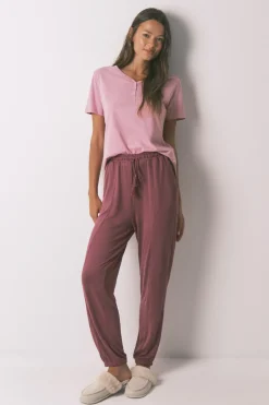 Women'secret Pantalón largo punto suave granate^Mujer Pijamas