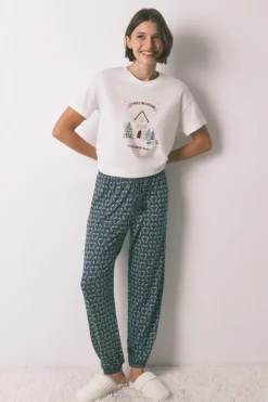 Women'secret Pantal&oacute;n largo punto ante estampado corazones^Mujer Pijamas