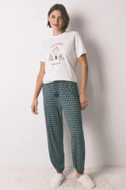 Women'secret Pantal&oacute;n largo punto ante estampado corazones^Mujer Pijamas