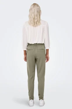 Only Pantal&oacute;n largo recto cintura alta el&aacute;stica^Mujer Pantalones