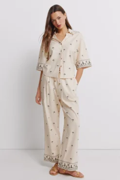 Springfield Pantalón lino estampado^Mujer Lino|Pantalones