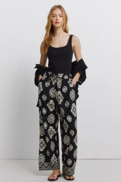 Springfield Pantalón lino estampado^Mujer Lino|Pantalones