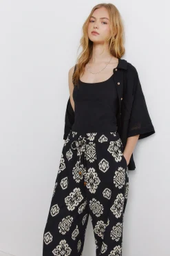 Springfield Pantal&oacute;n lino estampado^Mujer Lino|Pantalones