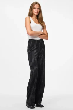 Pieces Pantalón rayas tiro alto recto^Mujer Pantalones