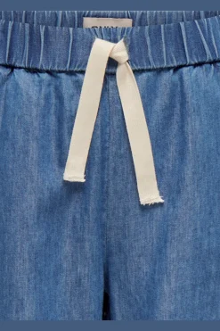 Only Girls Pantal&oacute;n vaquero ancho con cintura fruncida y cord&oacute;n^Niños Jeans