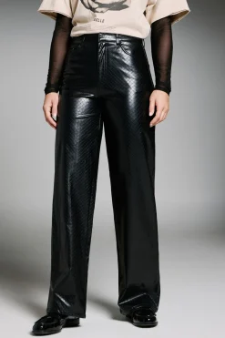 Only Pantal&oacute;n wide leg piel vegana^Mujer Pantalones