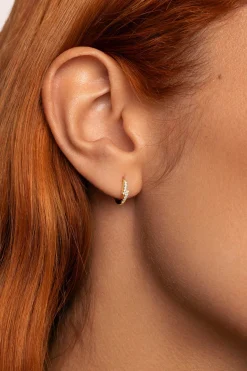 Singularu Pendiente Suelto Aro Cleo Cruzado Plata Ba&ntilde;o Oro^Mujer Bisutería