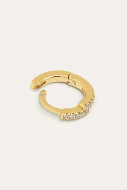 Singularu Pendiente Suelto Aro Cleo Cruzado Plata Ba&ntilde;o Oro^Mujer Bisutería