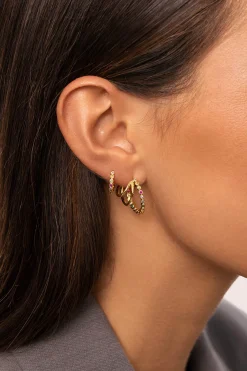 Singularu Pendiente Suelto Aro Orbit Ba&ntilde;o Oro^Mujer Bisutería